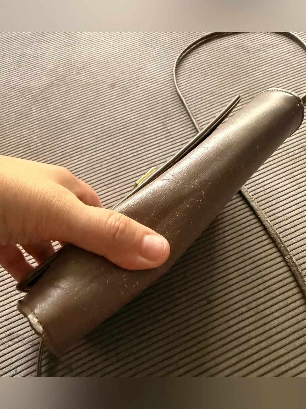 Givenchy Taupe/Brown Leather Messenger Bag with Gold Logo